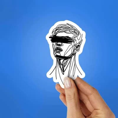 Line Art Sticker waterproof vinyl decal for laptop, bike, car & bottle