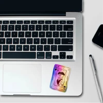 Queen Of Hearts Holographic Stickers waterproof vinyl decal for laptop, bike, car & bottle