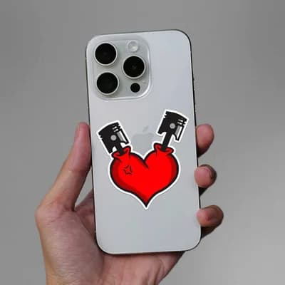 Piston Heartbeat Sticker waterproof vinyl decal for laptop, bike, car & bottle