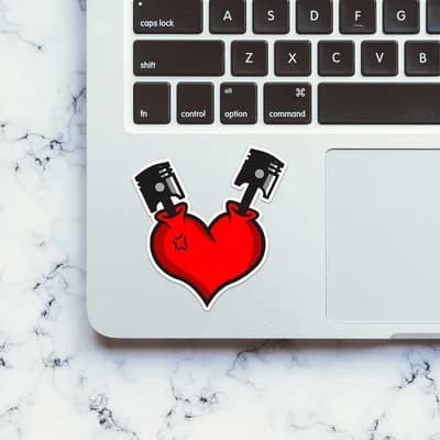Piston Heartbeat Sticker waterproof vinyl decal for laptop, bike, car & bottle