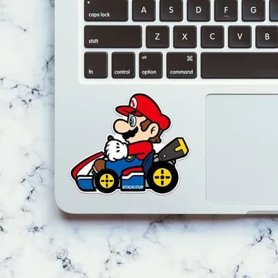 SMario Go Kart Sticker waterproof vinyl decal for laptop, bike, car & bottle