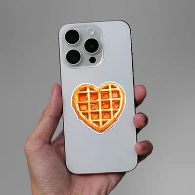 HEART SHAPED WAFFLE Sticker waterproof vinyl decal for laptop, bike, car & bottle