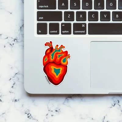 HEART ON FIRE Sticker waterproof vinyl decal for laptop, bike, car & bottle