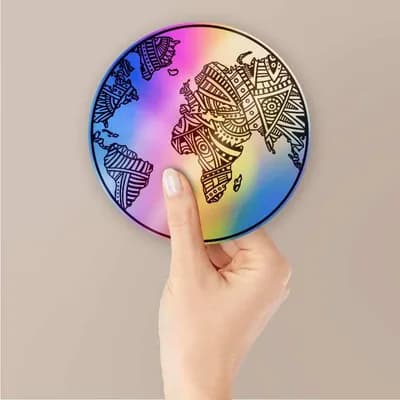 Mandala earth Holographic Stickers waterproof vinyl decal for laptop, bike, car & bottle