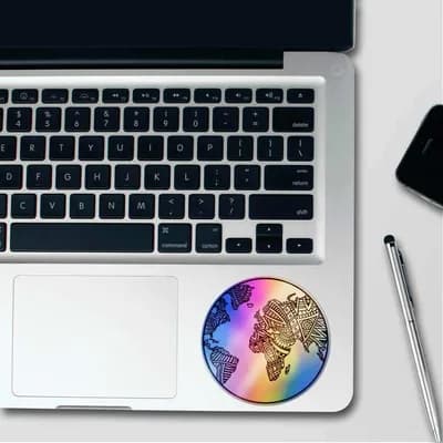 Mandala earth Holographic Stickers waterproof vinyl decal for laptop, bike, car & bottle