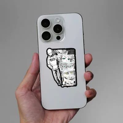 Saitama Artwork Sticker waterproof vinyl decal for laptop, bike, car & bottle