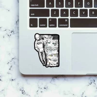 Saitama Artwork Sticker waterproof vinyl decal for laptop, bike, car & bottle