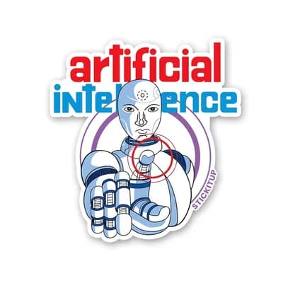 Artificial Intelligence Sticker waterproof vinyl decal for laptop, bike, car & bottle