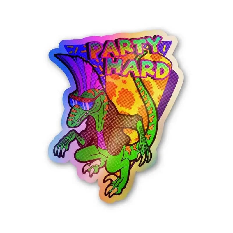 Party hard Holographic Stickers