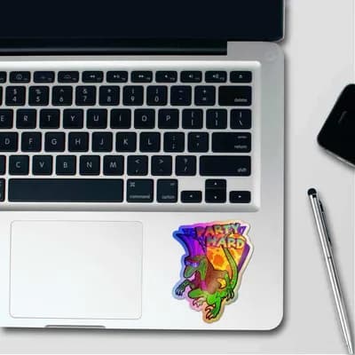 Party hard Holographic Stickers waterproof vinyl decal for laptop, bike, car & bottle