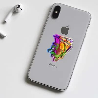Party hard Holographic Stickers waterproof vinyl decal for laptop, bike, car & bottle