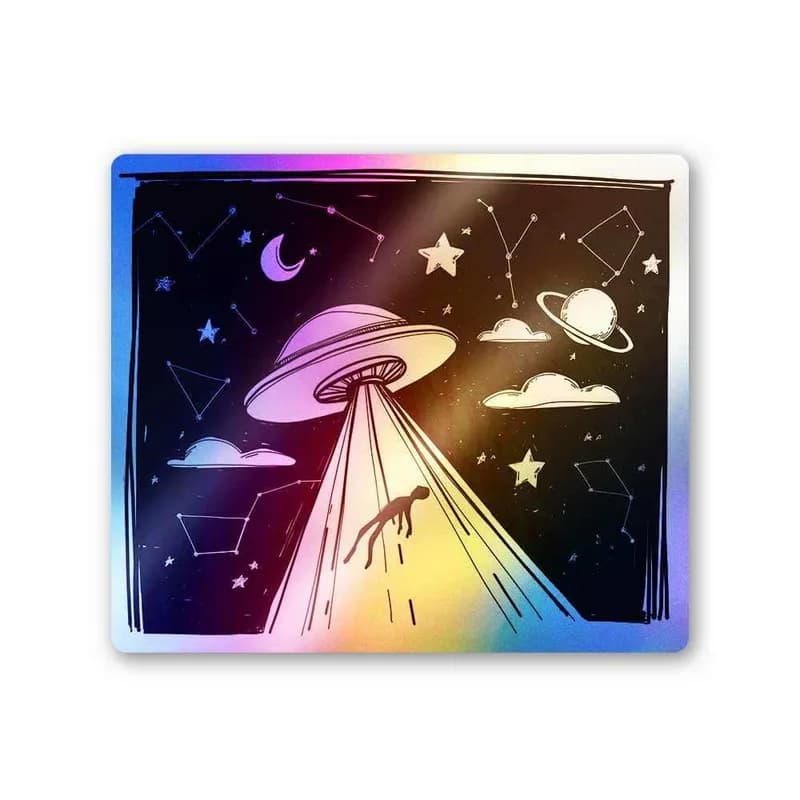 Space Ship Abduction Holographic Stickers