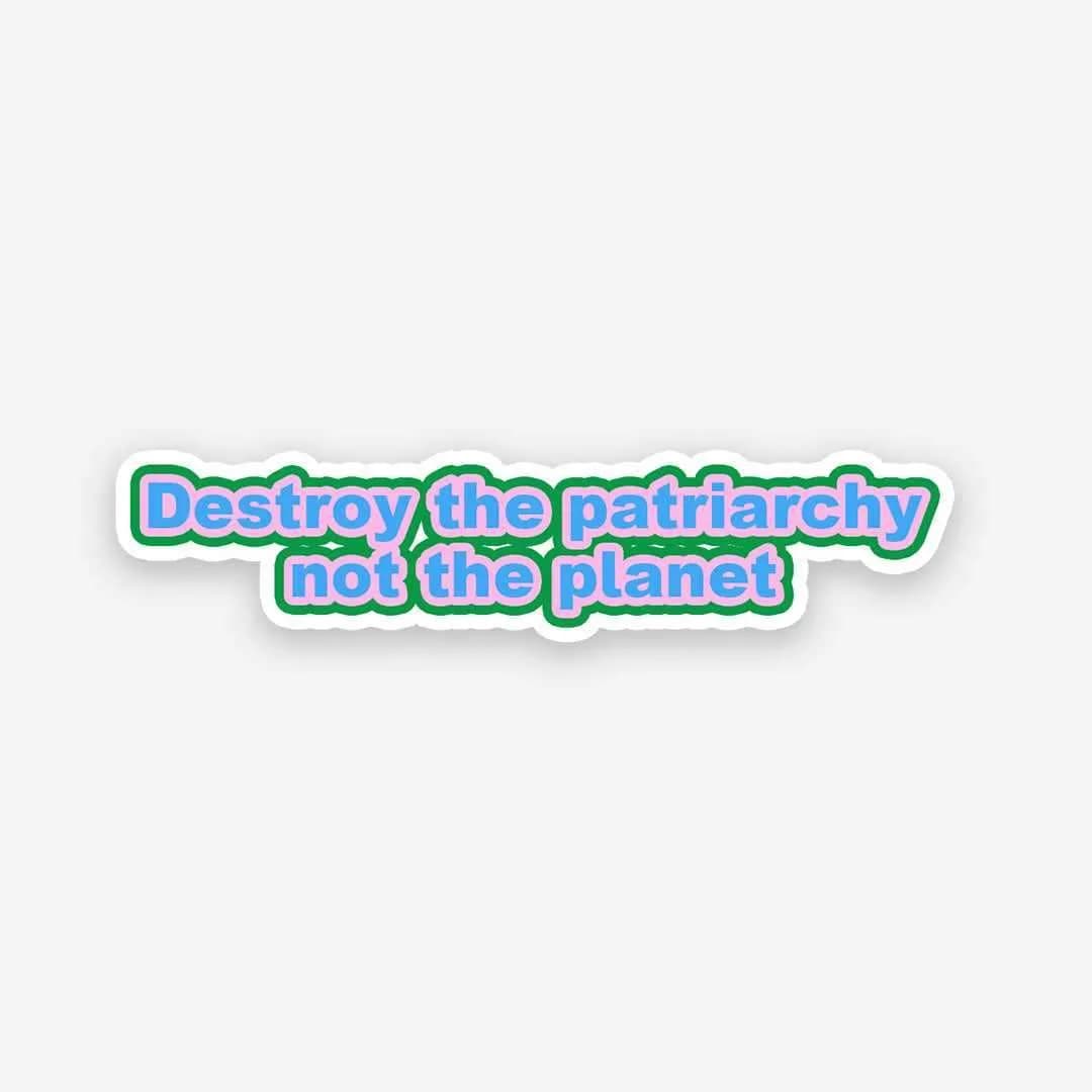 Destroy the Patriarchy not the planet sticker waterproof vinyl decal for laptop, bike, car & bottle