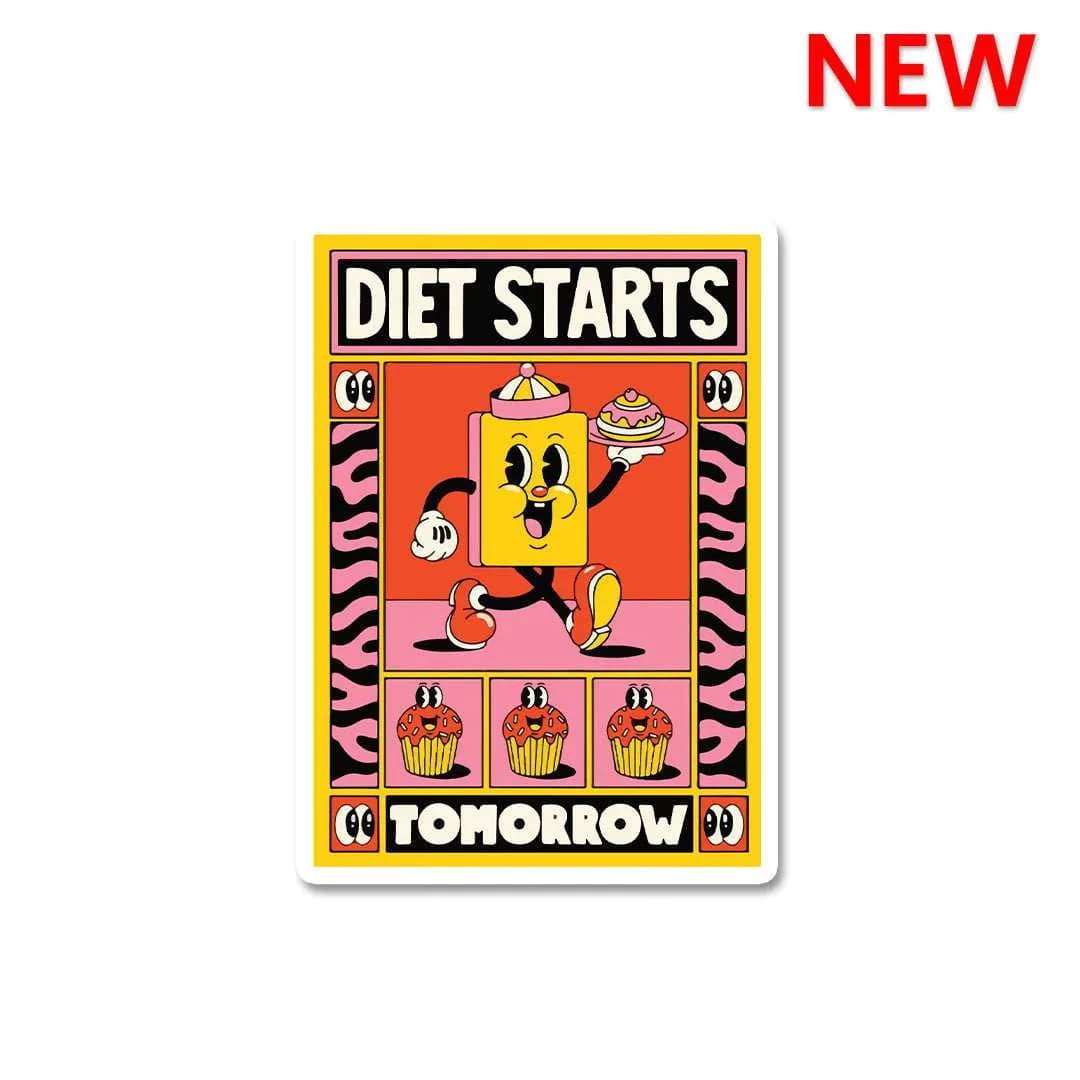 Diet Starts Tomorrow Sticker waterproof vinyl decal for laptop, bike, car & bottle