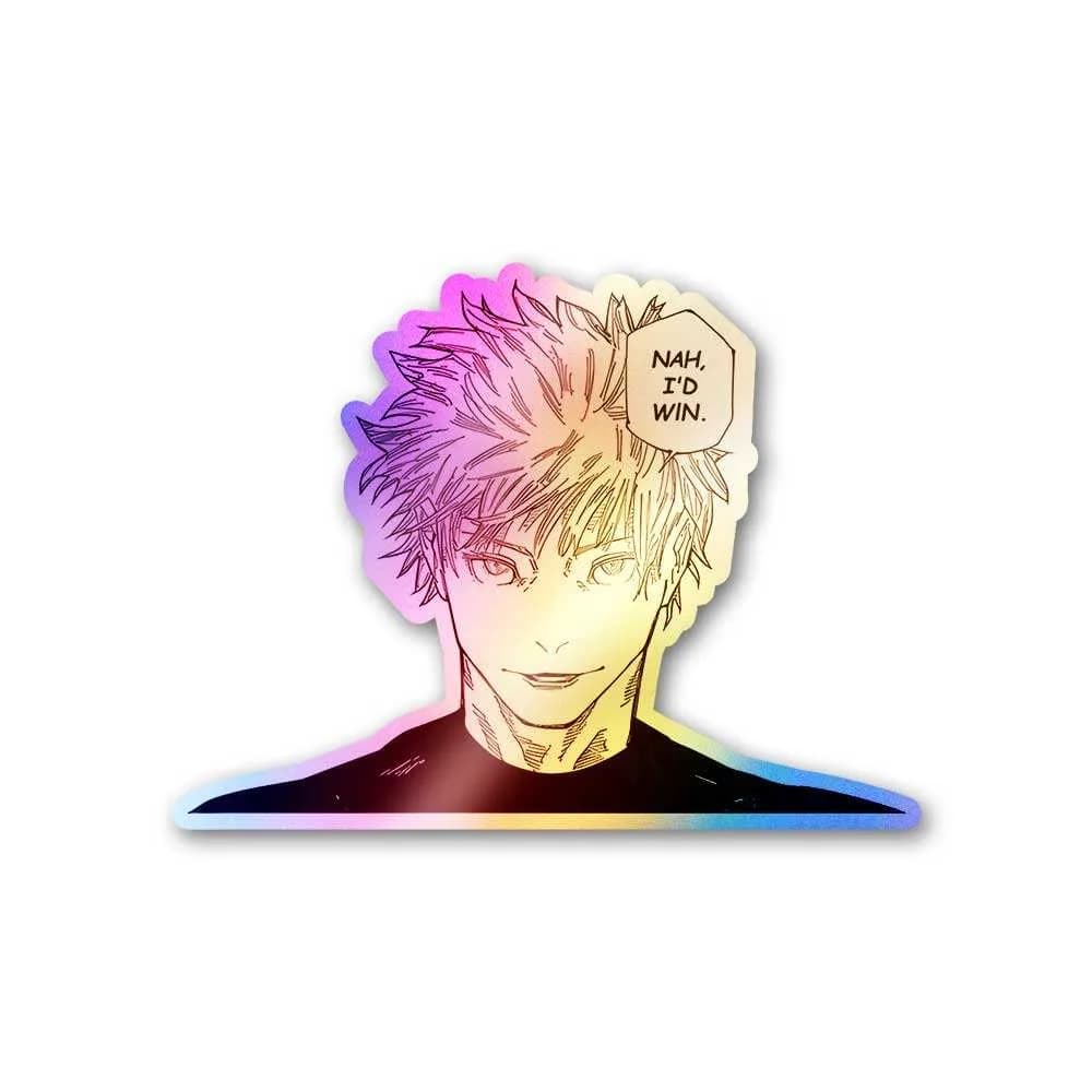Nah, I'd Win Gojo Holographic Sticker waterproof vinyl decal for laptop, bike, car & bottle