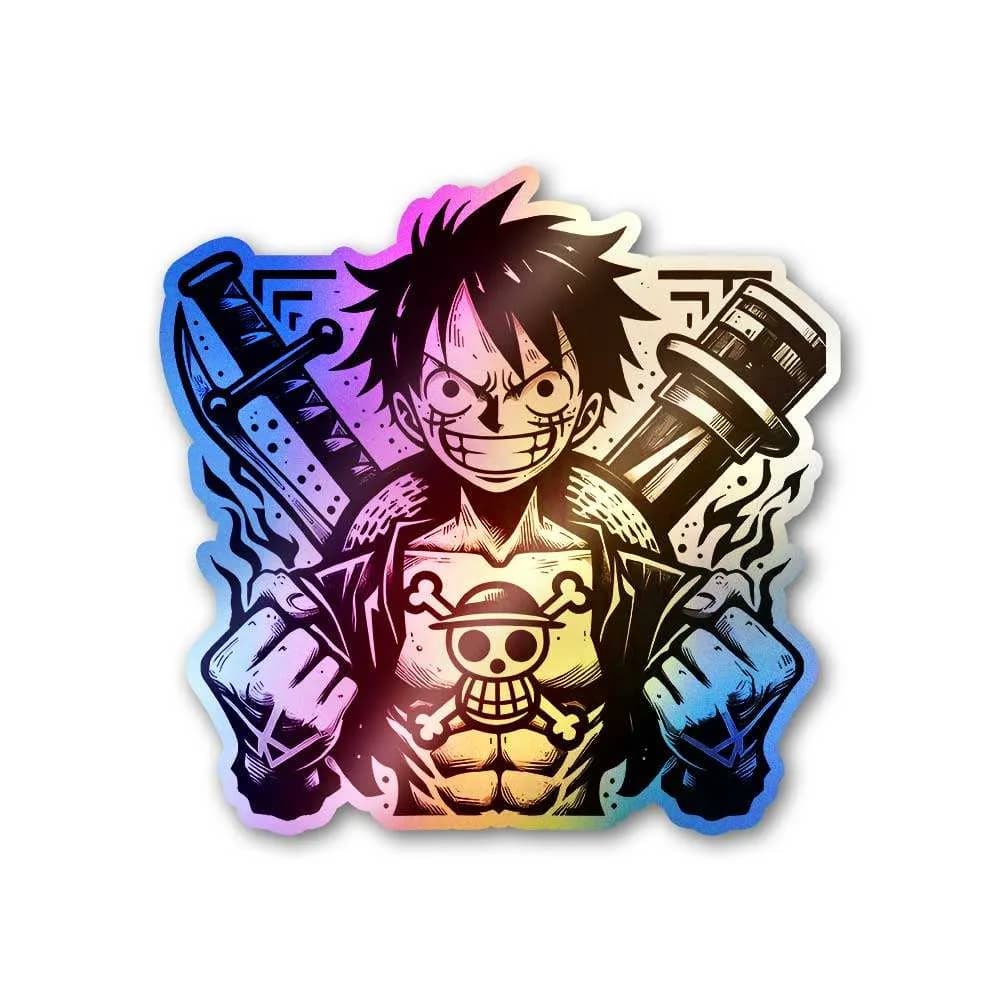 Luffy Holographic Sticker waterproof vinyl decal for laptop, bike, car & bottle