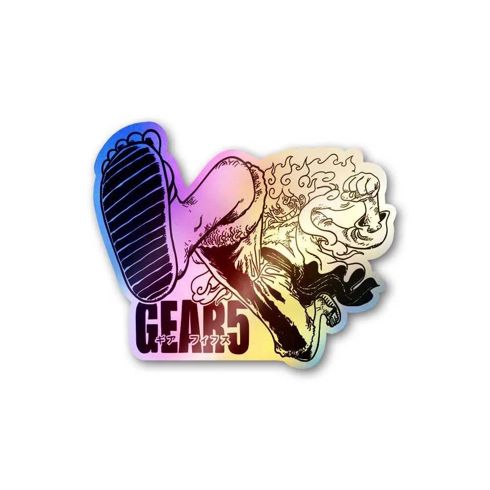 Luffy Gear 5 Holographic Sticker waterproof vinyl decal for laptop, bike, car & bottle