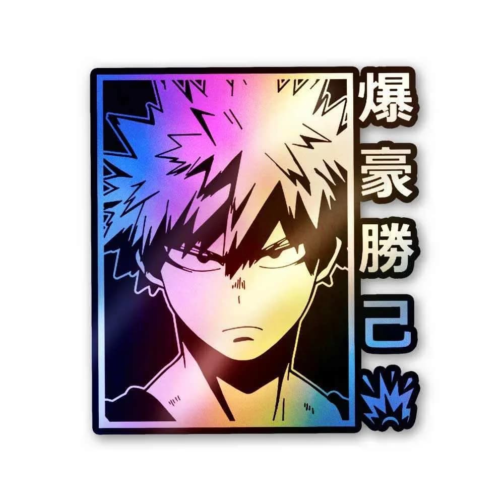 Katsuki Bakugo Holographic Stickers waterproof vinyl decal for laptop, bike, car & bottle