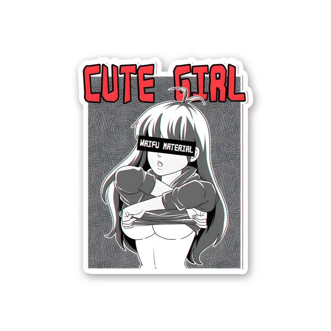 Cute Girl Sticker waterproof vinyl decal for laptop, bike, car & bottle