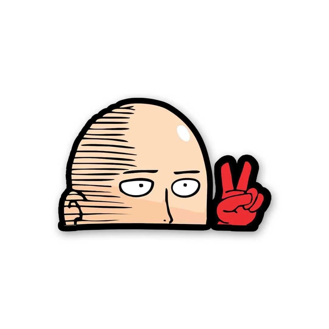 Saitama Peace Sticker waterproof vinyl decal for laptop, bike, car & bottle