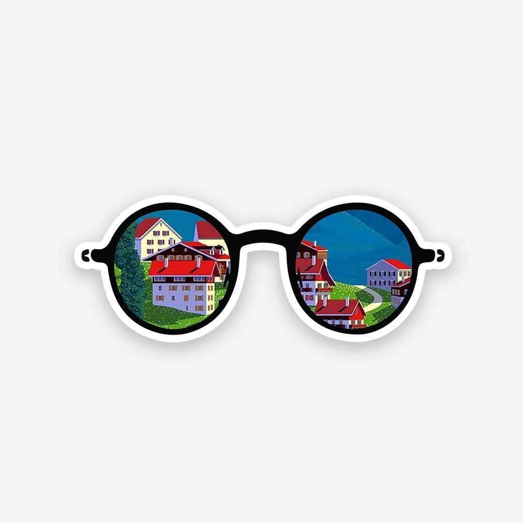 Travel Glasses sticker waterproof vinyl decal for laptop, bike, car & bottle